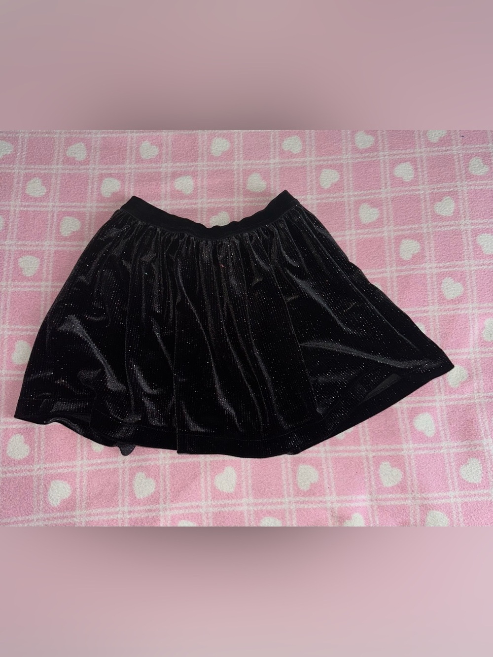 Cat & Jack Black Velvet Sparkle Skater Skirt